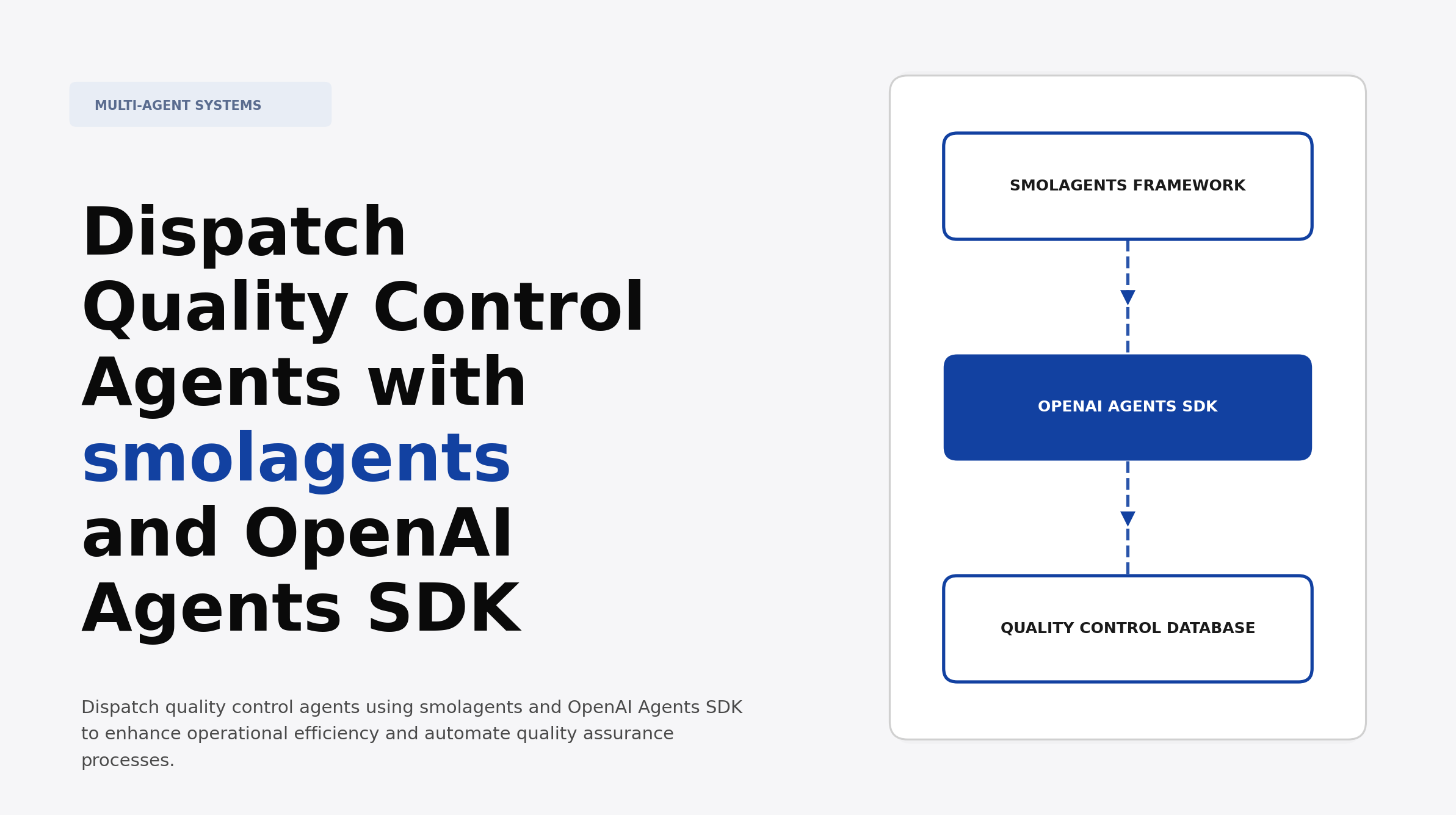 Dispatch Quality Control Agents with smolagents and OpenAI Agents SDK